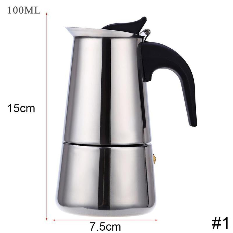 100/200/300/450 ML Stainless Steel Coffee Pot Mocha Moka Coffee Maker Tea Teapot Cooker Tool Filter Strainer Coffee Maker