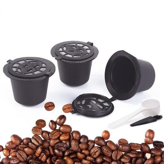3pcs/pack Refillable Reusable Coffee Capsule With 1PC Plastic Spoon Filter Pod with Brush 20ML Filters